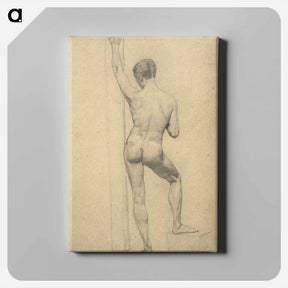 アートパネル-Male Academy Nude, back view - グスタフ クリムト Canvas.