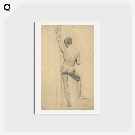 アートポストカード-Male Academy Nude, back view - グスタフ クリムト Postcard.