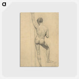 アートポストカード-Male Academy Nude, back view - グスタフ クリムト Postcard.