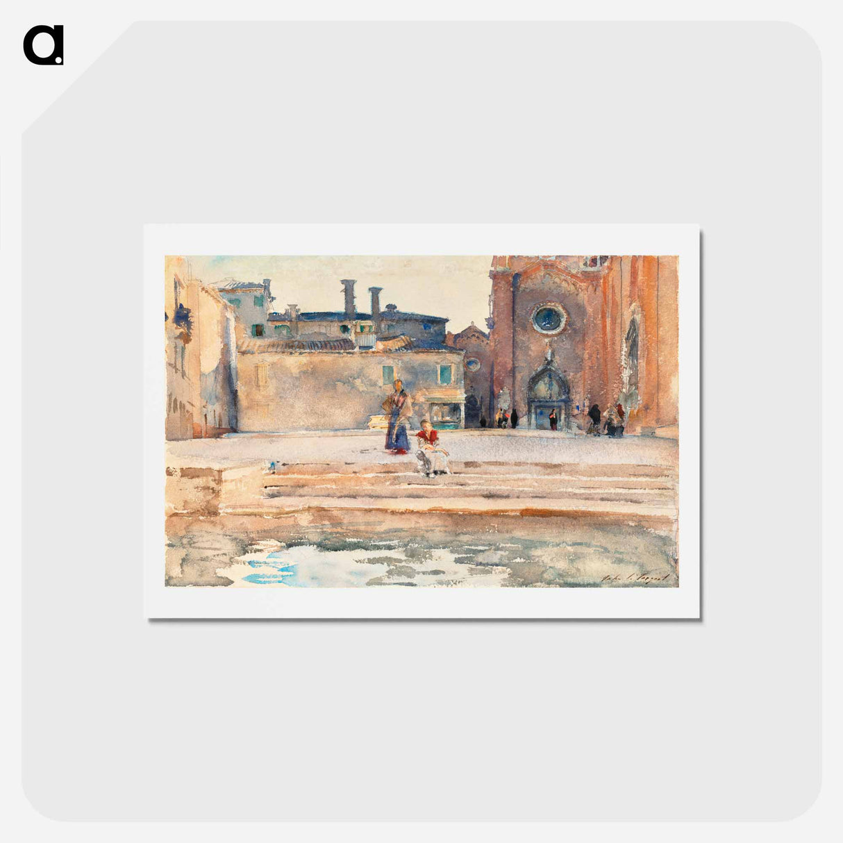 アートポストカード-Campo dei Frari, Venice - ジョン シンガー サージェント Postcard.