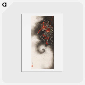 アートポストカード-Thunder god - 葛飾 北斎 Postcard.