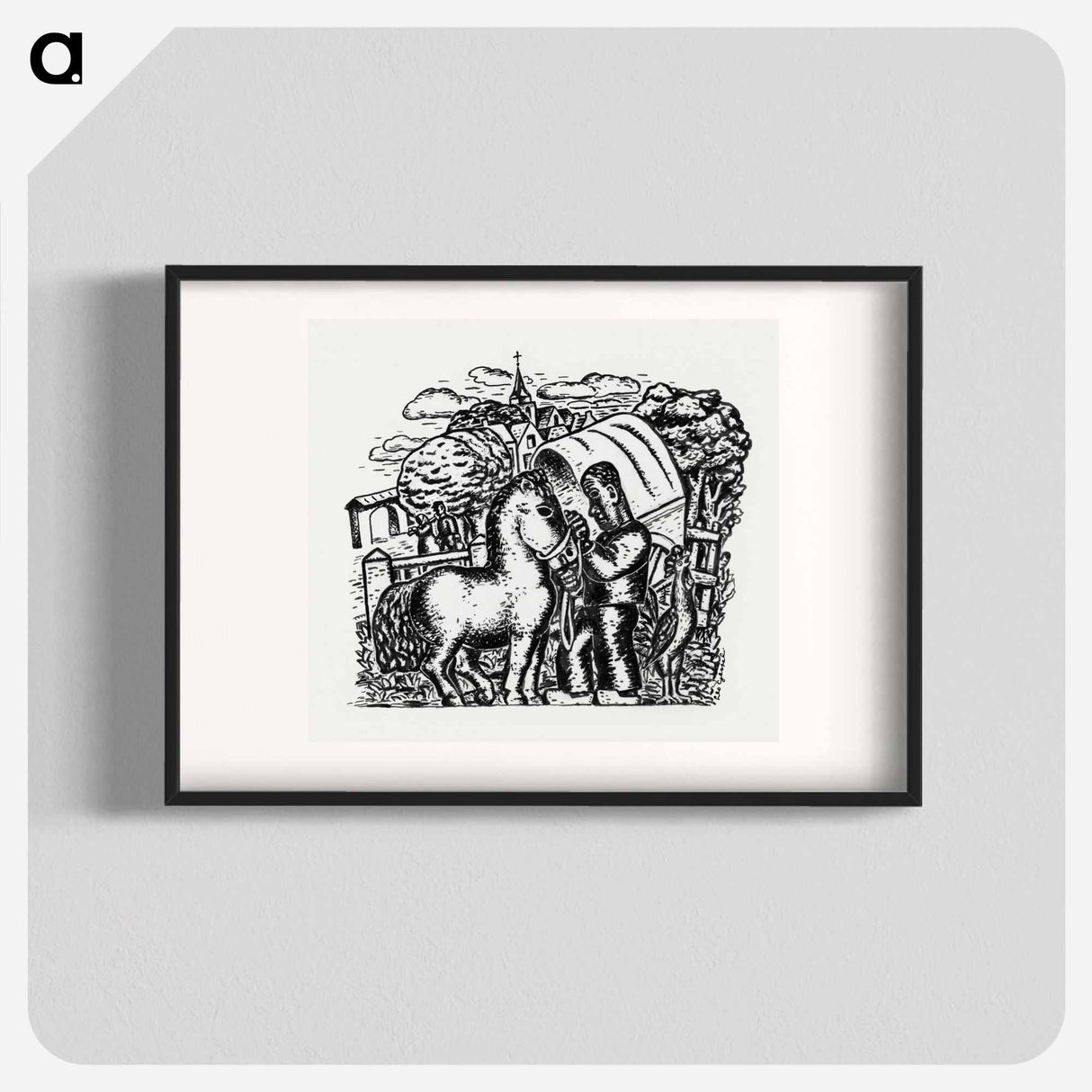 Man with a horse and carriage - レオ ヘステル Poster.