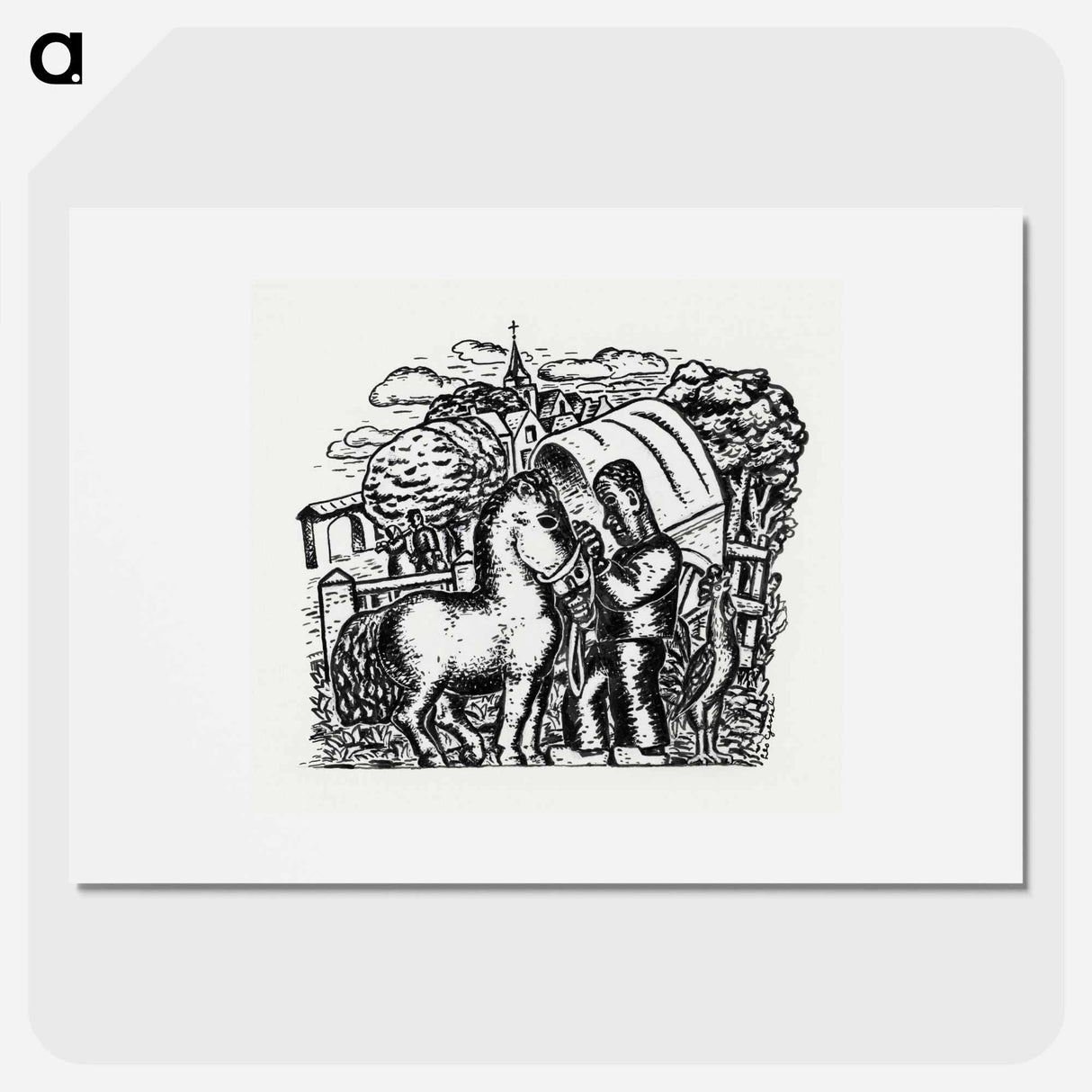 Man with a horse and carriage - レオ ヘステル Poster.