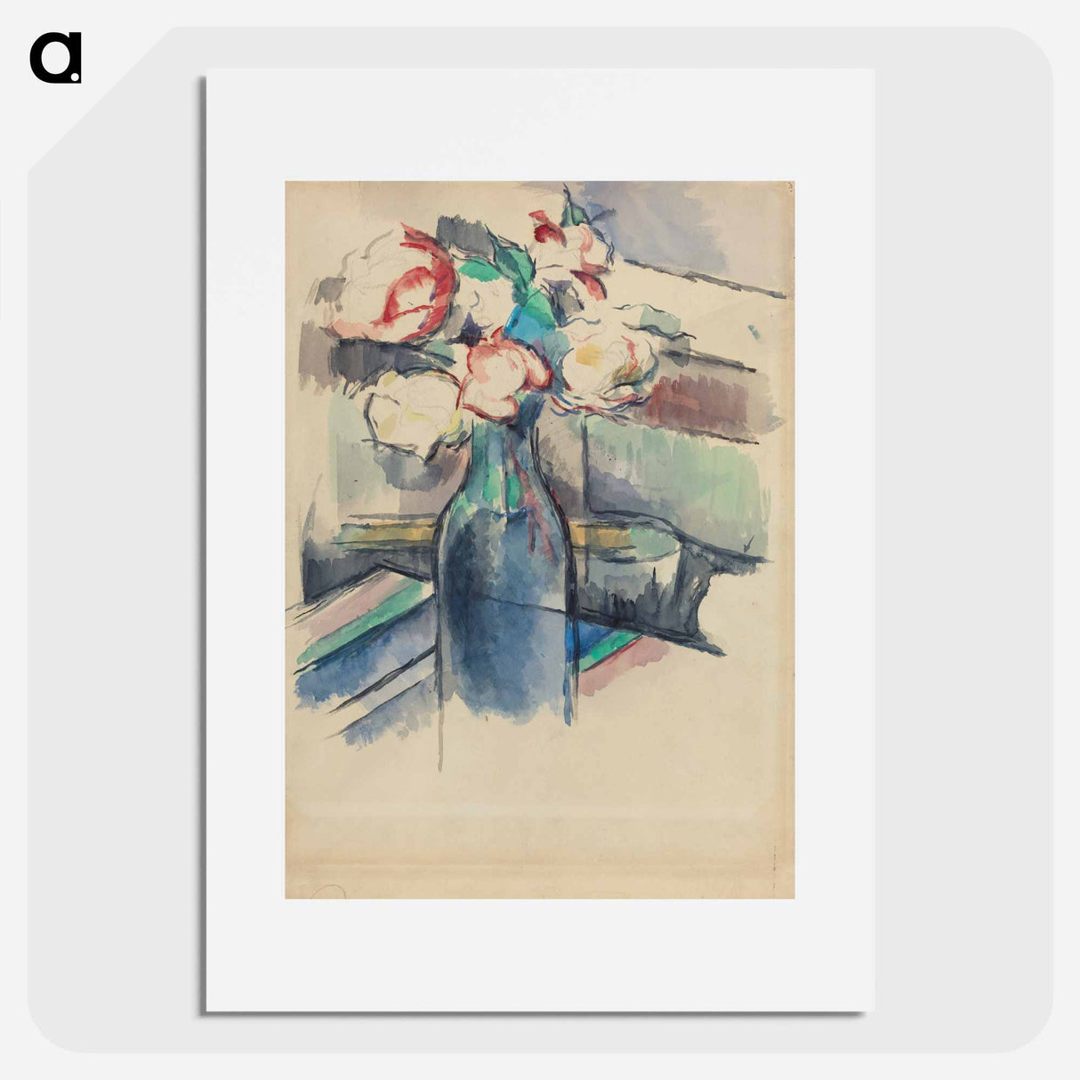 Roses in a Bottle - Paul Cezanne Poster.