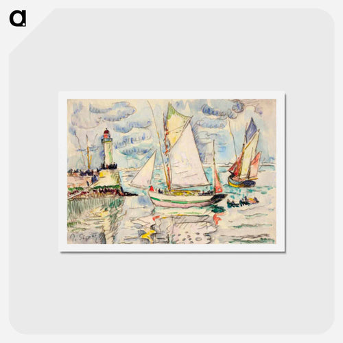 Two fishing vessels off the entrance to Granville harbor - Paul Signac Postcard.