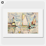 Two fishing vessels off the entrance to Granville harbour - Paul Signac Poster.