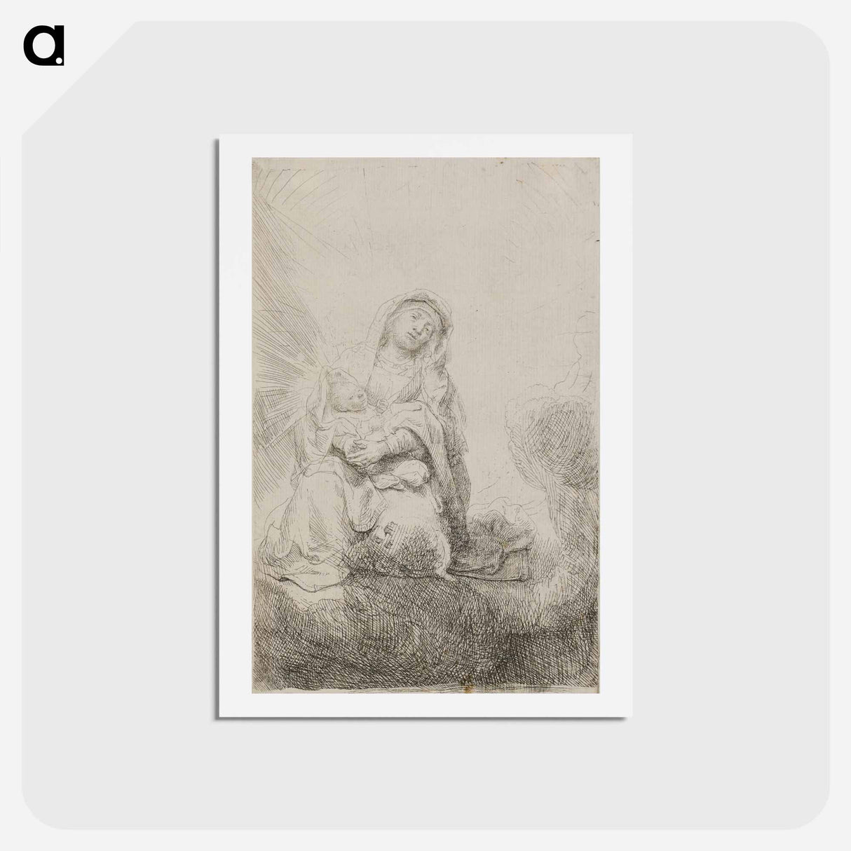 アートポストカード-Virgin and Child in the Clouds - レンブラント ファン レイン Postcard.