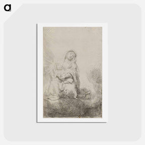 アートポストカード-Virgin and Child in the Clouds - レンブラント ファン レイン Postcard.