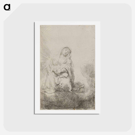 アートポストカード-Virgin and Child in the Clouds - レンブラント ファン レイン Postcard.