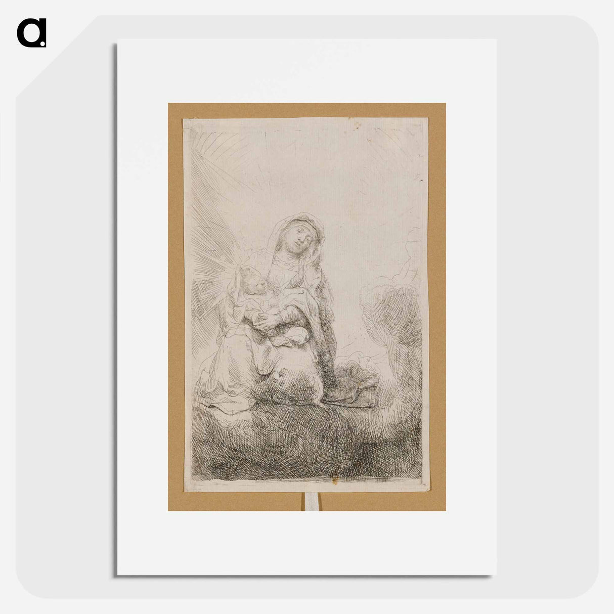 Virgin and Child in the Clouds - Rembrandt van Rijn Poster.