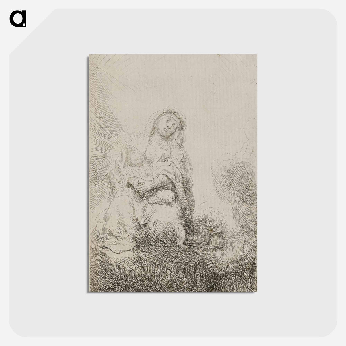 アートポストカード-Virgin and Child in the Clouds - レンブラント ファン レイン Postcard.