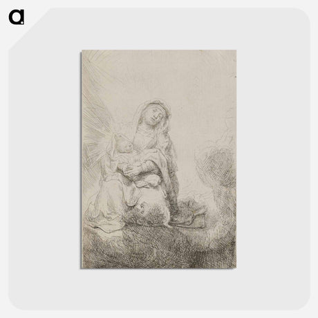 アートポストカード-Virgin and Child in the Clouds - レンブラント ファン レイン Postcard.