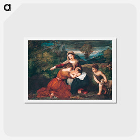 アートポストカード-Virgin and Child with Saint and Saint John - ティツィアーノ ヴェチェッリオ Postcard.