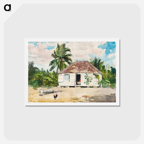 アートポストカード-Native hut at Nassau - ウィンスロー ホーマー Postcard.