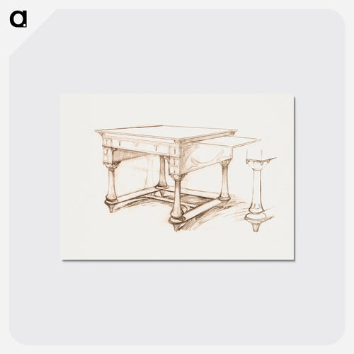 Project of an office table - Alphonse Mucha Postcard.