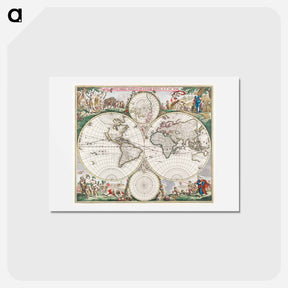 アートポストカード-Nova orbis tabvla in lvcem edita - アンティーク地図 Postcard.