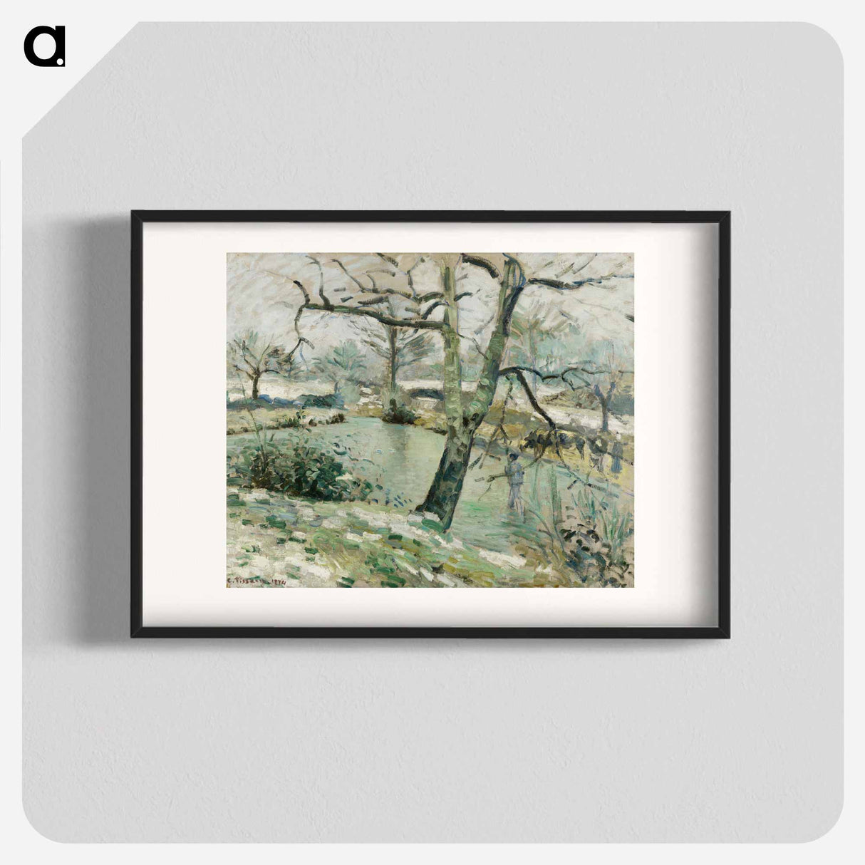 The Montfoucault Pond, winter effect - Camille Pissarro Poster.