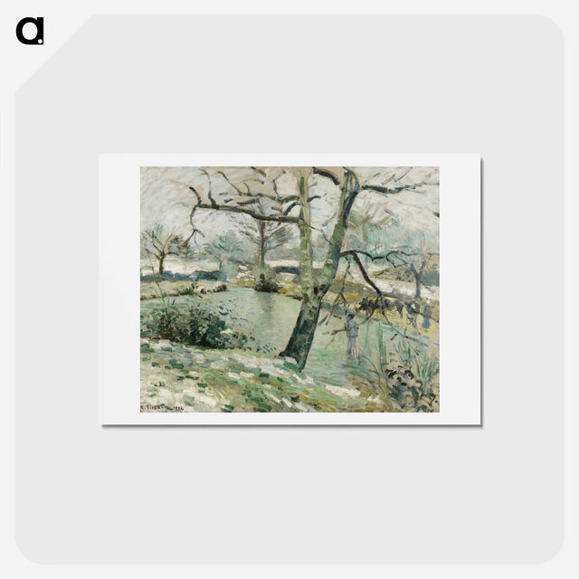 アートポストカード-The Montfoucault Pond, winter effect - カミーユ ピサロ Postcard.