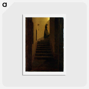 アートポストカード-Woman on the stairs - カスパー ダーヴィト フリードリヒ Postcard.