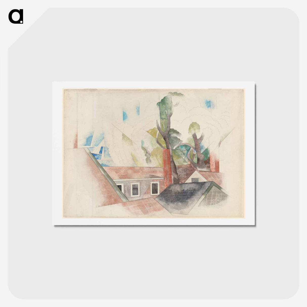 アートポストカード-Rooftops and Trees - チャールズ デムス Postcard.