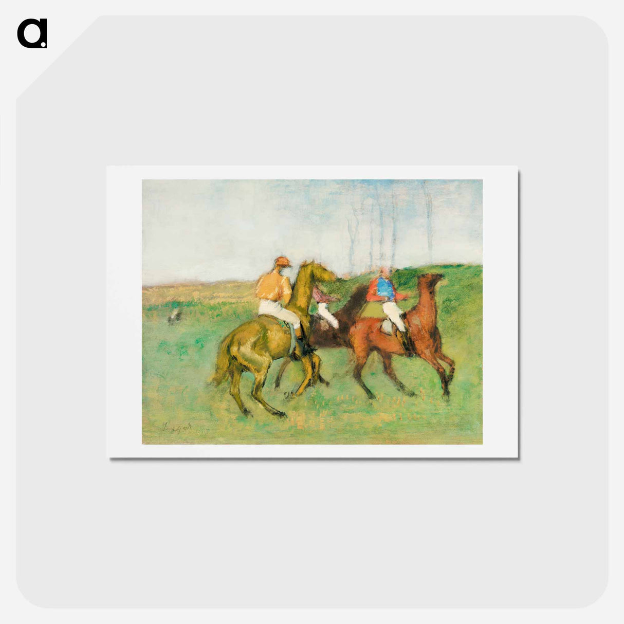 アートポストカード-Jockeys and Race Horses - エドガー ドガ Postcard.