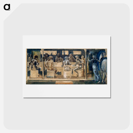 アートポストカード-Quest for the Holy Grail - Study for the Summons - エドワード バーン ジョーンズ Postcard.