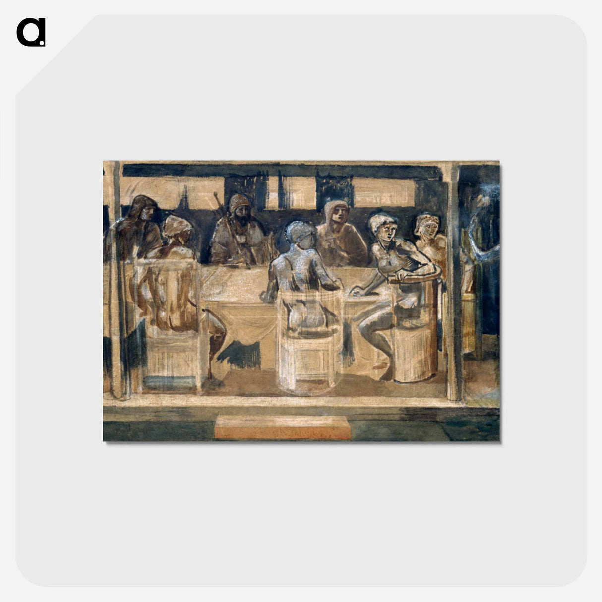 アートポストカード-Quest for the Holy Grail - Study for the Summons - エドワード バーン ジョーンズ Postcard.