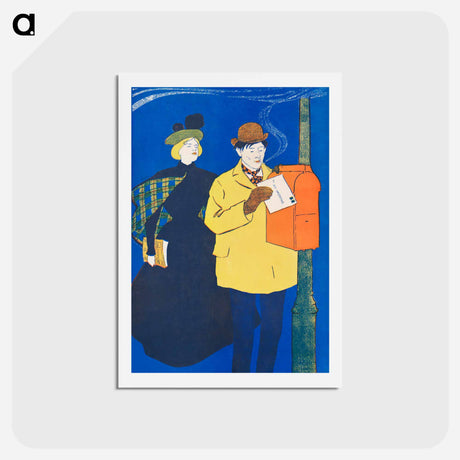 アートポストカード-Man and woman sending letter - エドワード ペンフィールド Postcard.