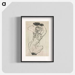 アートポスター-Naked lady. Squatting Woman - エゴン シーレ Poster.