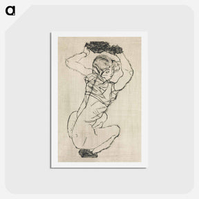 アートポストカード-Naked lady. Squatting Woman - エゴン シーレ Postcard.