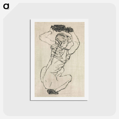 Naked lady. Squatting Woman - Egon Schiele Postcard.