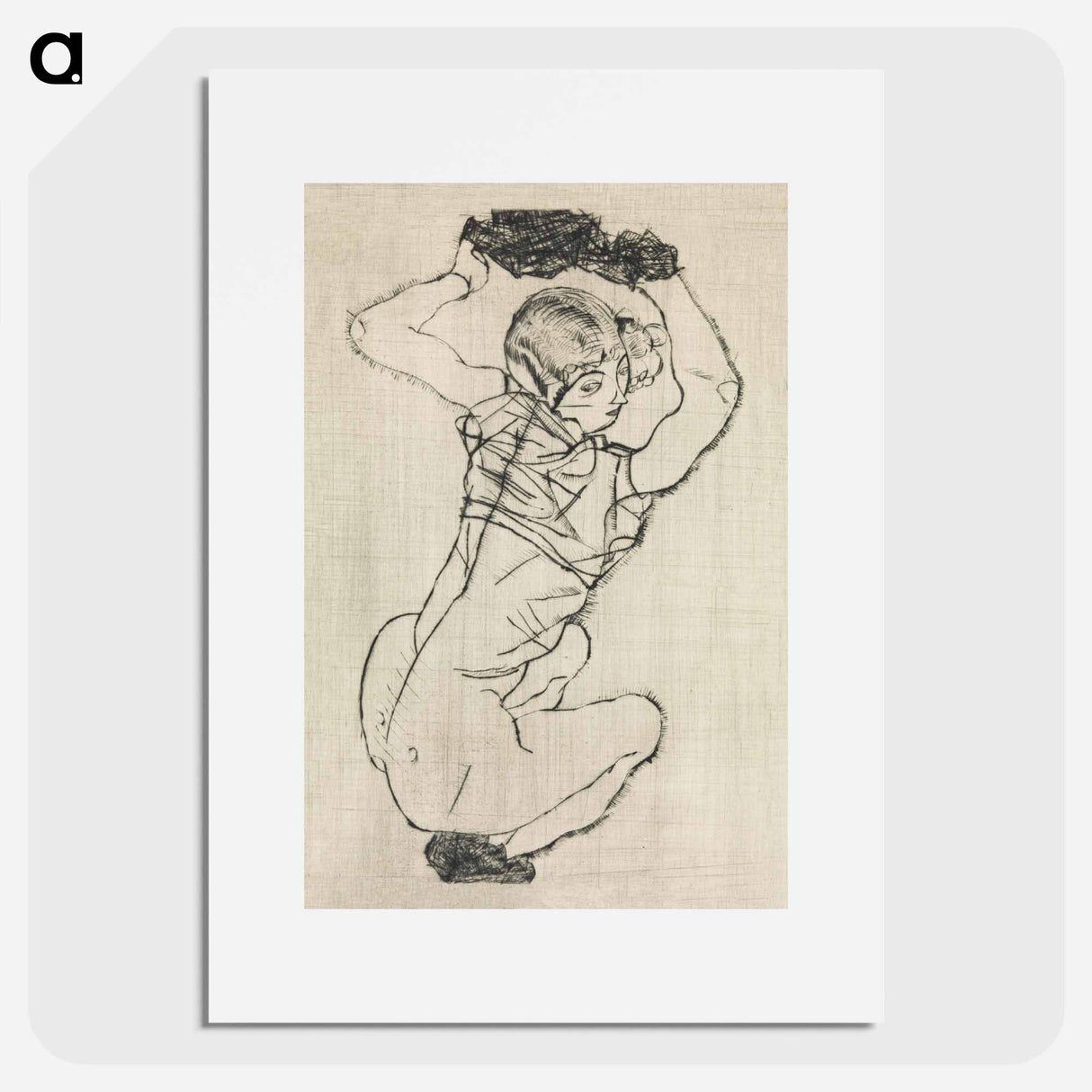 Naked lady. Squatting Woman - Egon Schiele Poster.