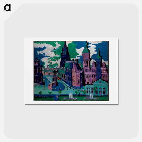 アートポストカード-View of Dresden: Schlossplatz - エルンスト ルートヴィヒ キルヒナー Postcard.