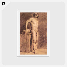 アートポストカード-Male Academy Figure - ウジェーヌ ドラクロワ Postcard.