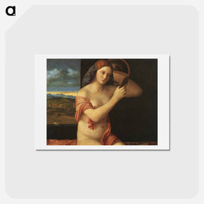 アートポストカード-Naked young woman in front of the mirror - ジョヴァンニ ベッリーニ Postcard.