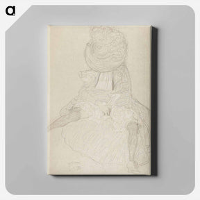 アートパネル-Seated Woman from the Front with Hat, Face Hooded - グスタフ クリムト Canvas.