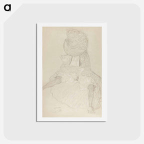アートポストカード-Seated Woman from the Front with Hat, Face Hooded - グスタフ クリムト Postcard.