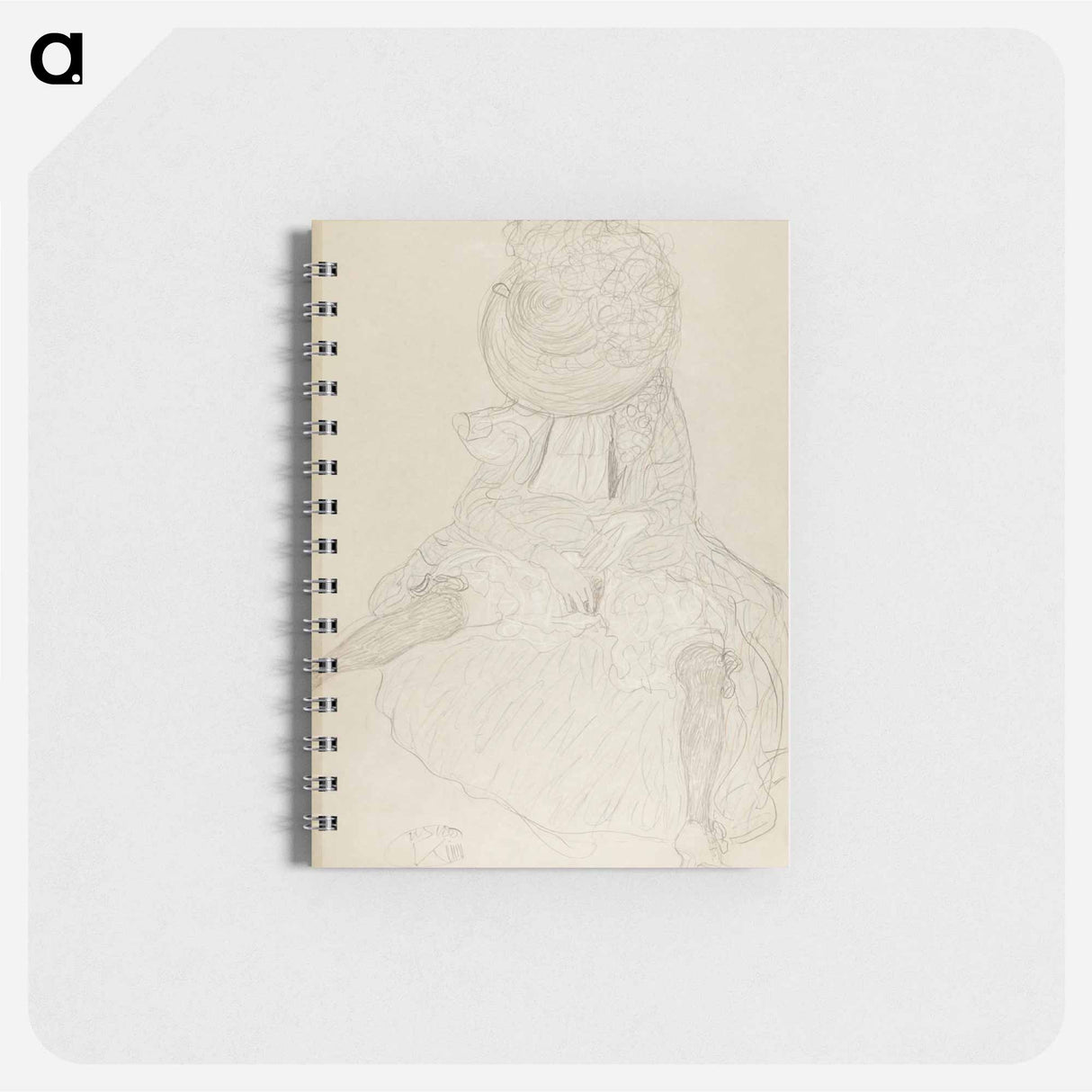 Seated Woman from the Front with Hat, Face Hooded - グスタフ クリムト Memo.