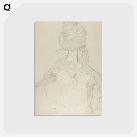 アートポストカード-Seated Woman from the Front with Hat, Face Hooded - グスタフ クリムト Postcard.