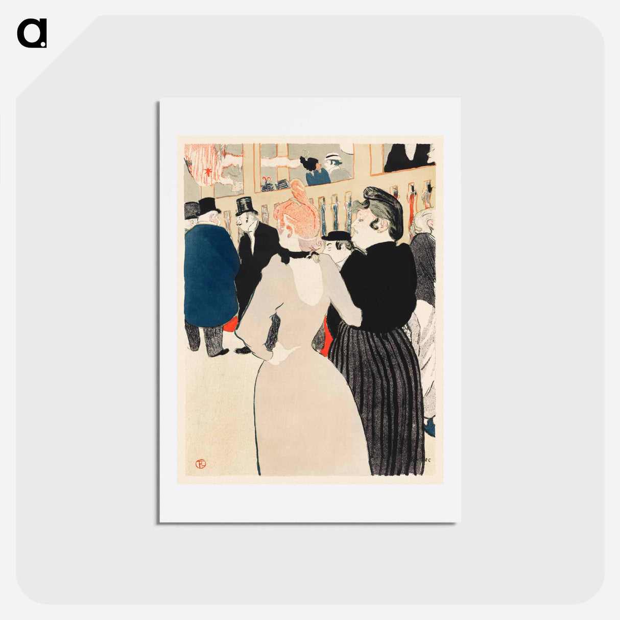 アートポストカード-At the Moulin Rouge: La Goulue and Her Sister - アンリ ド トゥールーズ ロートレック Postcard.