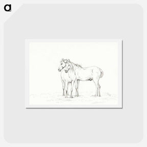 アートポストカード-Two horses standing together - ジャン ベルナール Postcard.
