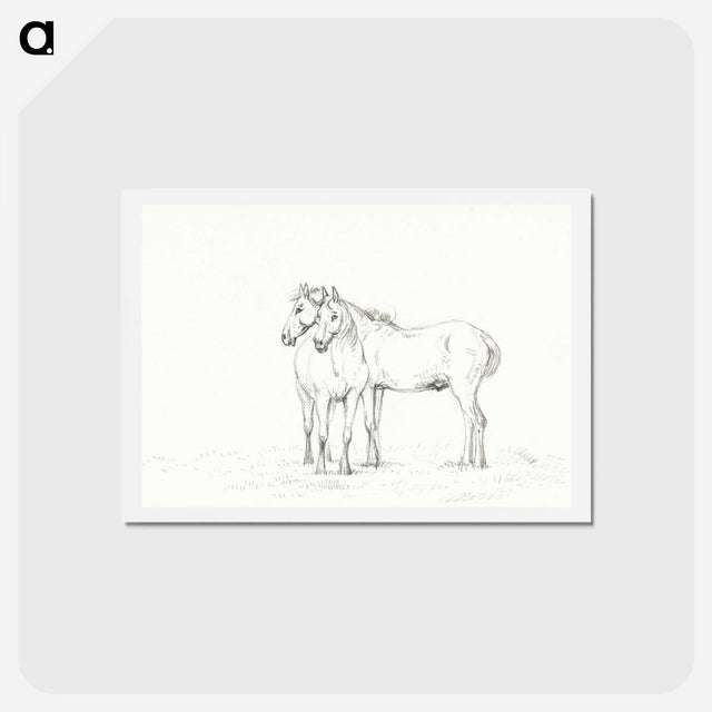アートポストカード-Two horses standing together - ジャン ベルナール Postcard.