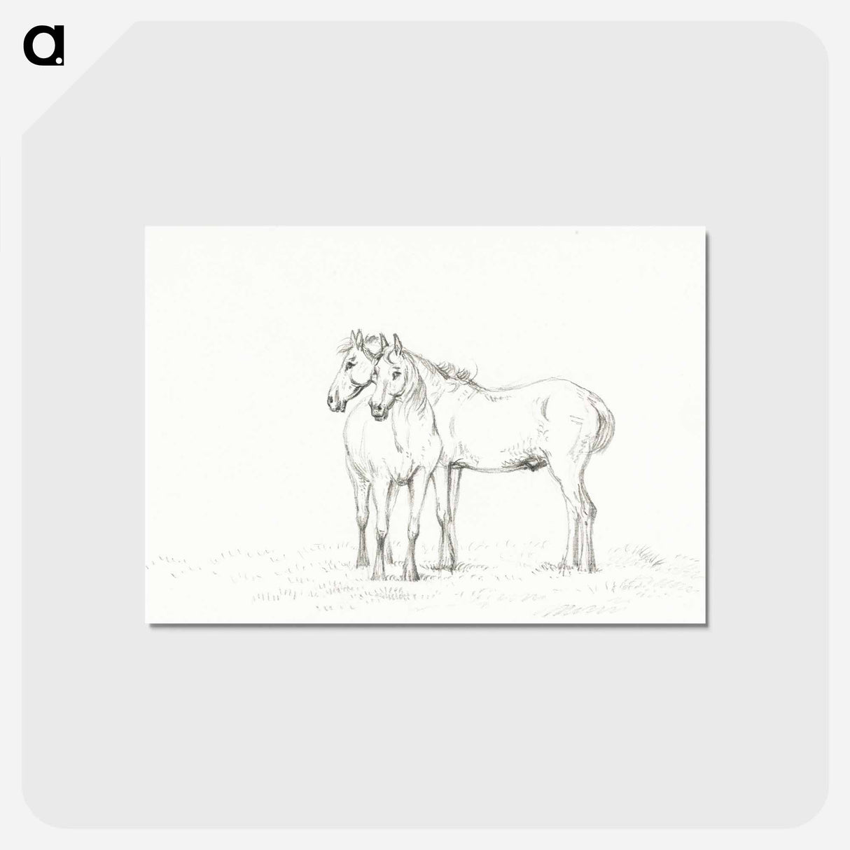 アートポストカード-Two horses standing together - ジャン ベルナール Postcard.
