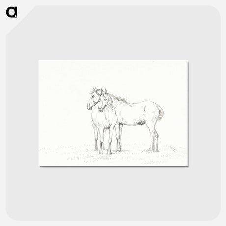 アートポストカード-Two horses standing together - ジャン ベルナール Postcard.