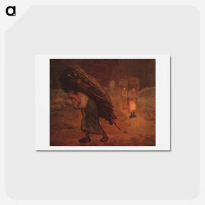 アートポストカード-Winter: The Faggot Gatherers - ジャン フランソワ ミレー Postcard.