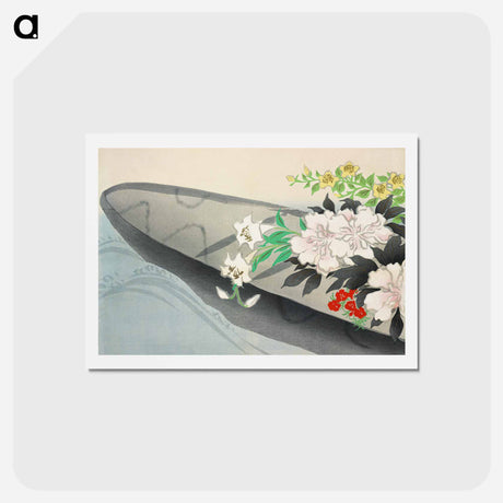 アートポストカード-Flower boat from Momoyogusa–Flowers of a Hundred Generations - 神坂 雪佳 Postcard.