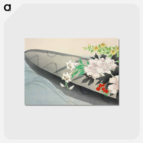アートポストカード-Flower boat from Momoyogusa–Flowers of a Hundred Generations - 神坂 雪佳 Postcard.