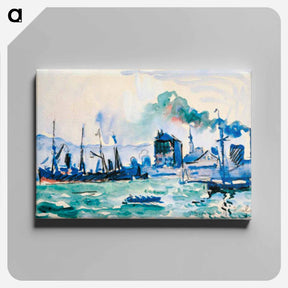 アートパネル-View of the port of Boulogne-sur-Mer - ポール シニャック Canvas.