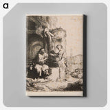 Christ and the Woman of Samaria: Among Ruins - Rembrandt van Rijn Canvas.