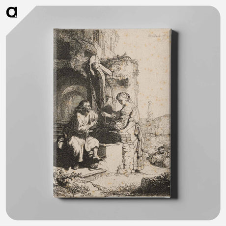アートパネル-Christ and the Woman of Samaria: Among Ruins - レンブラント ファン レイン Canvas.